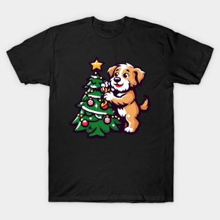 Dog Decorating Christmas Tree T-Shirt